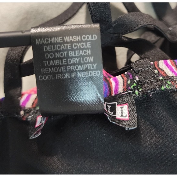 PAPERDOLL Size Large Open Back Tribal Print Chiffon V-Neck Mini‎ Blouson Dress - Picture 9 of 9